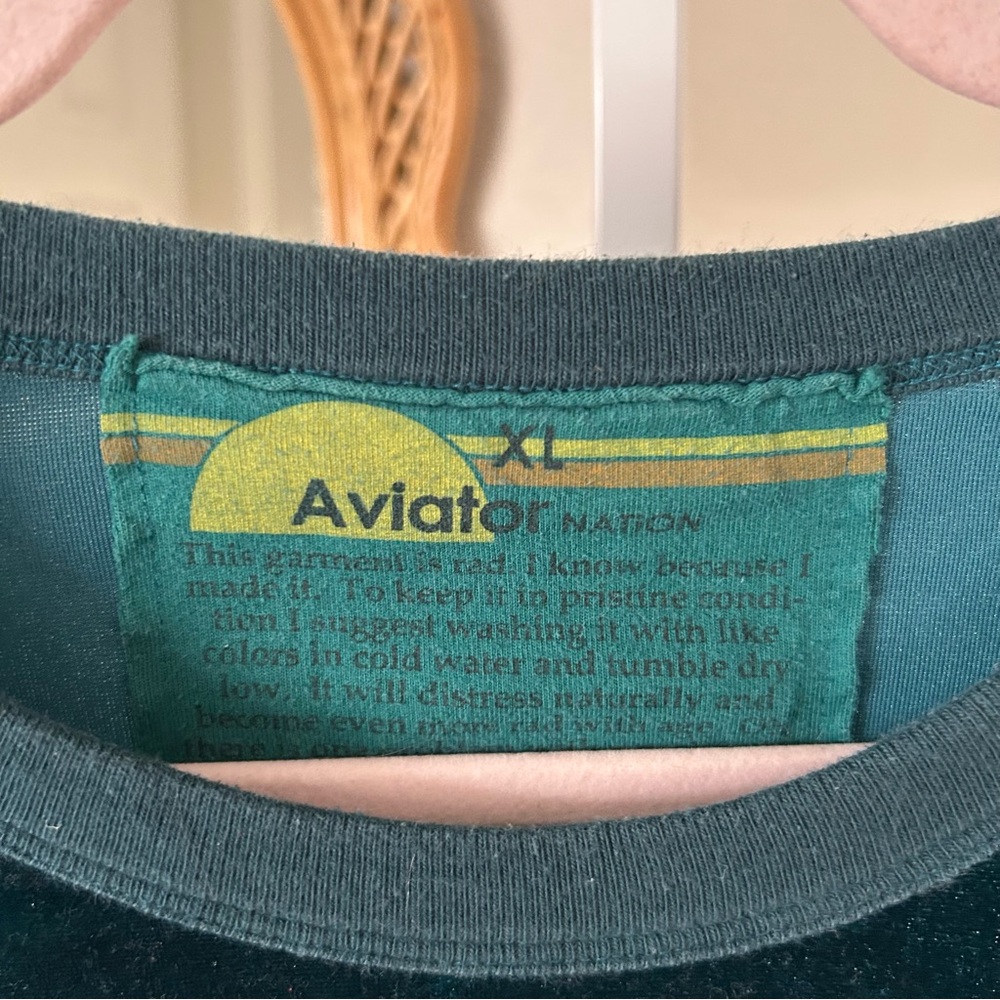 Aviator Nation / Emerald green Velvet Velour with Rainbow Stripes - Picture 9 of 9